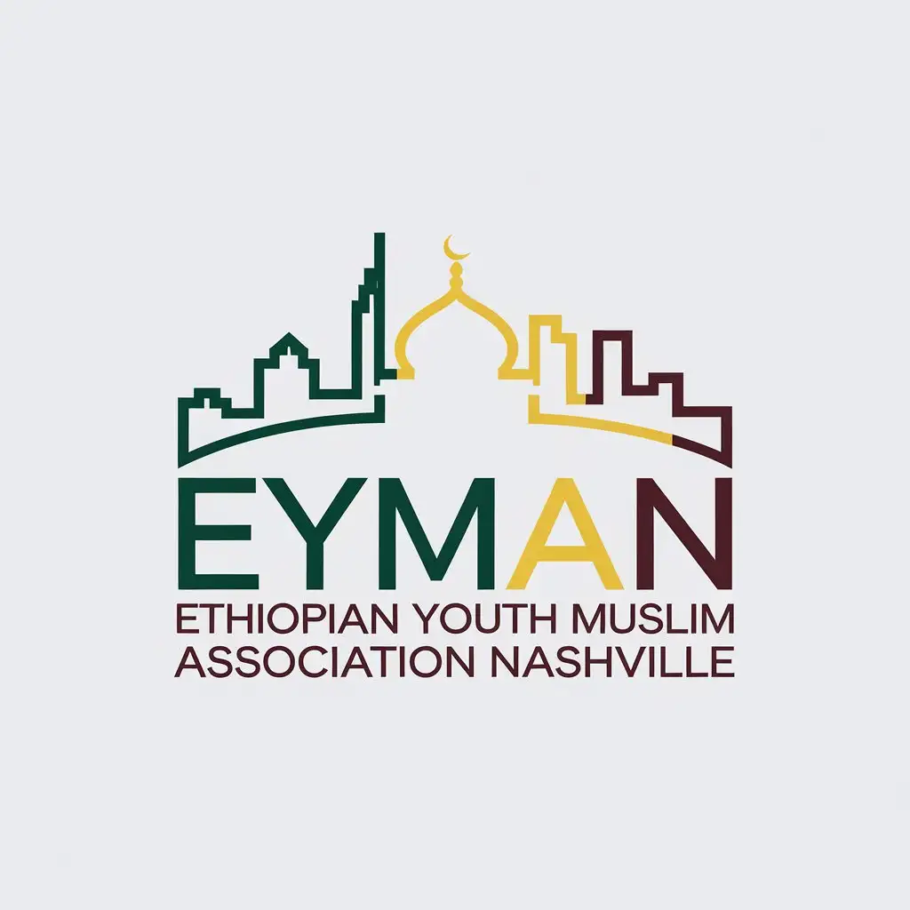 LOGO Design for EYMEN Minimalistic Vector with Nashville Skyline and Ethiopian Colors