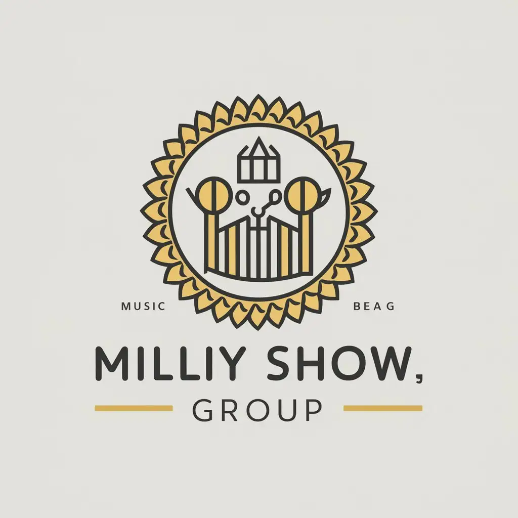 LOGO Design for Milliy Show Group Uzbekistan Music Theme in Moderate Style