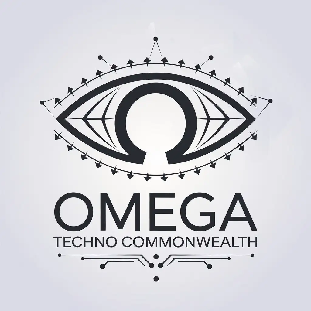 LOGO Design for Omega Techno Commonwealth Vector Logo with Omega Eye Symbol for Technology Industry