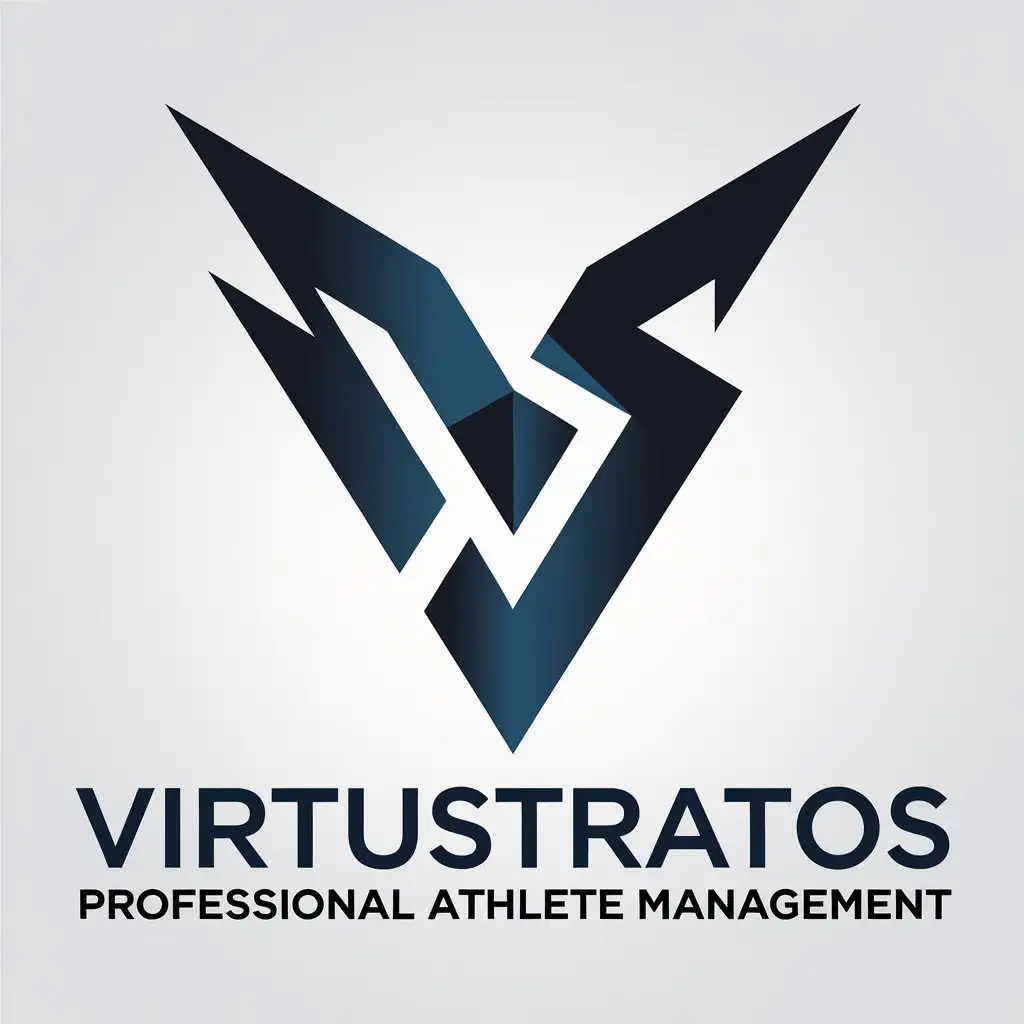 LOGO Design for VirtuStratos Professional Athlete Management with Dynamic VS Symbol in Deep Blue Gradients