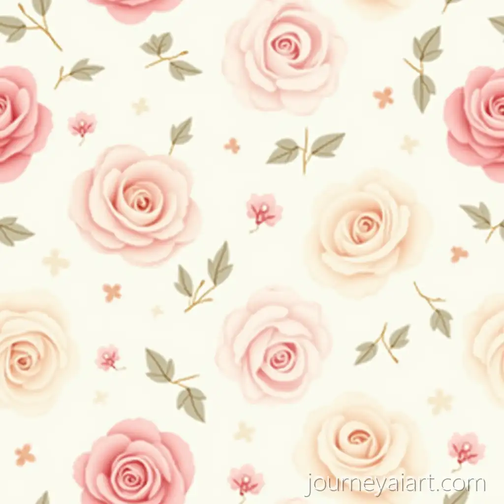 Seamless-Rose-Flower-Pattern-with-PastRose-flower-pattern-designel-Roses-and-Gold-Accents-for-Digital-Art-Poster