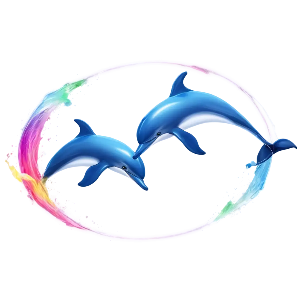 Colorful-3D-Dolphins-Playing-in-a-Circular-Formation-PNG-Image-for-Creative-Projects