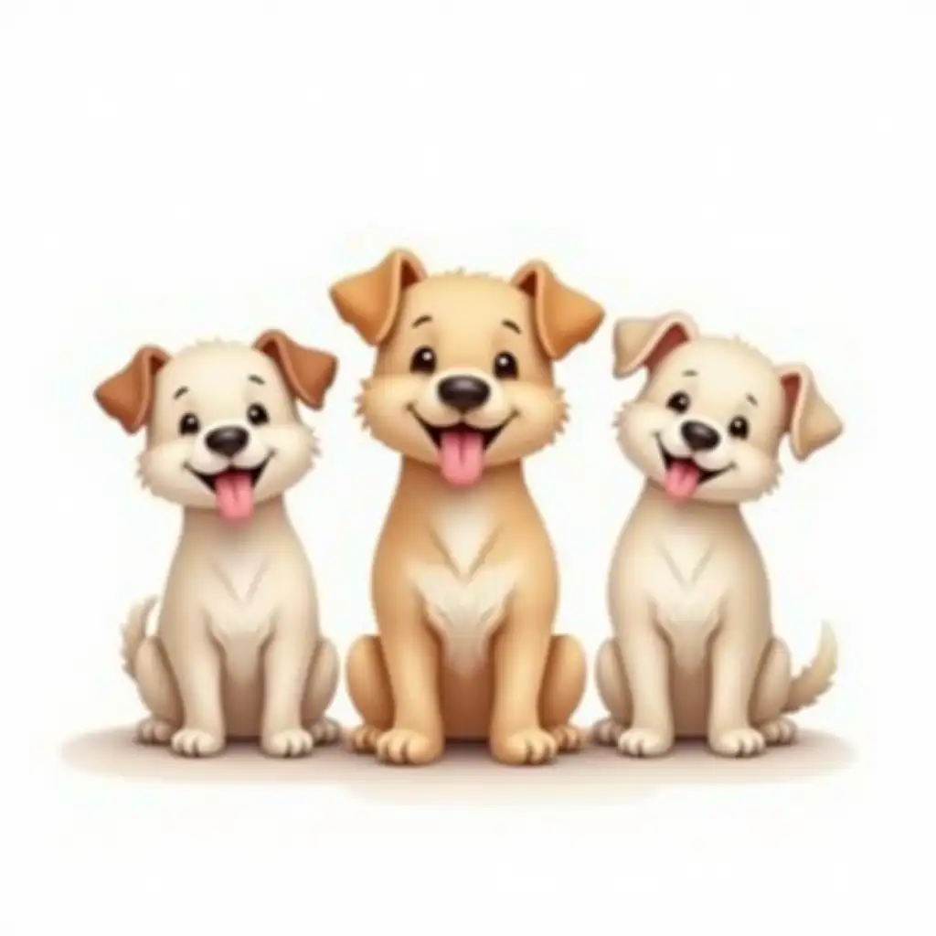 Three-Cute-Happy-Dogs-TShirt-Design-on-White-Background