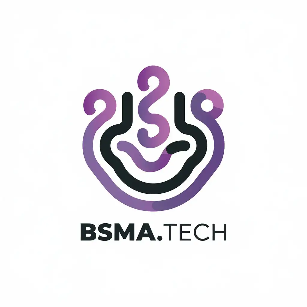 LOGO Design for BsmaTech Modern Purple Black Theme with Smile and Technology Concept