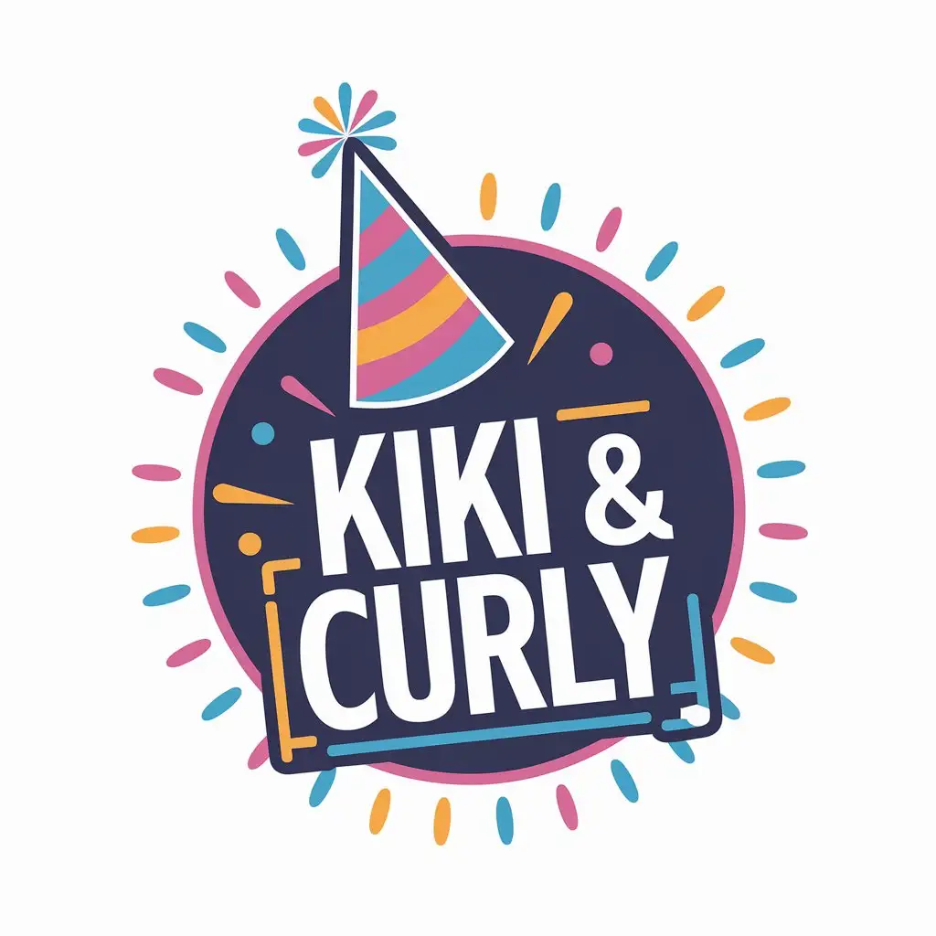 LOGO Design for Kiki Curly Colorful Party Theme for Event Industry