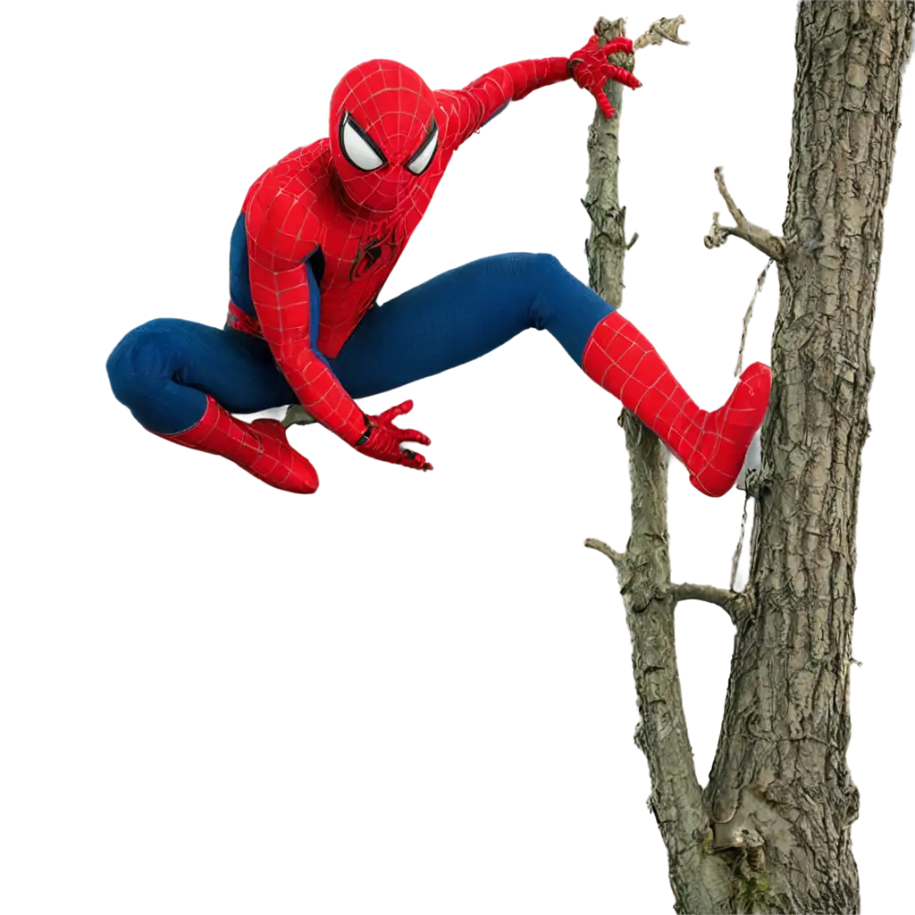 spiderman climbing a tree