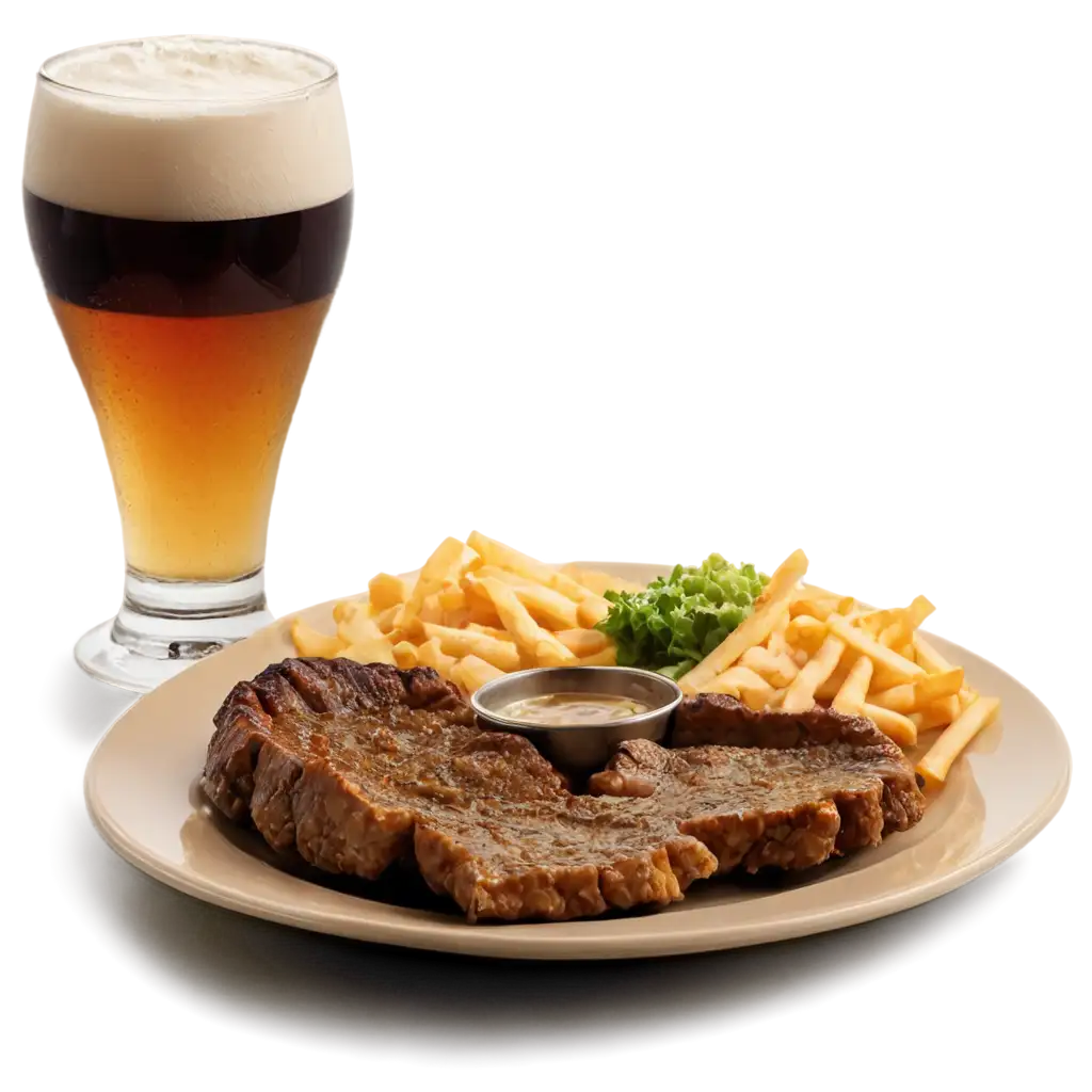 Restaurant-Food-Plate-with-Glass-of-Beer-PNG-HighQuality-Image-for-Culinary-Hospitality-Use