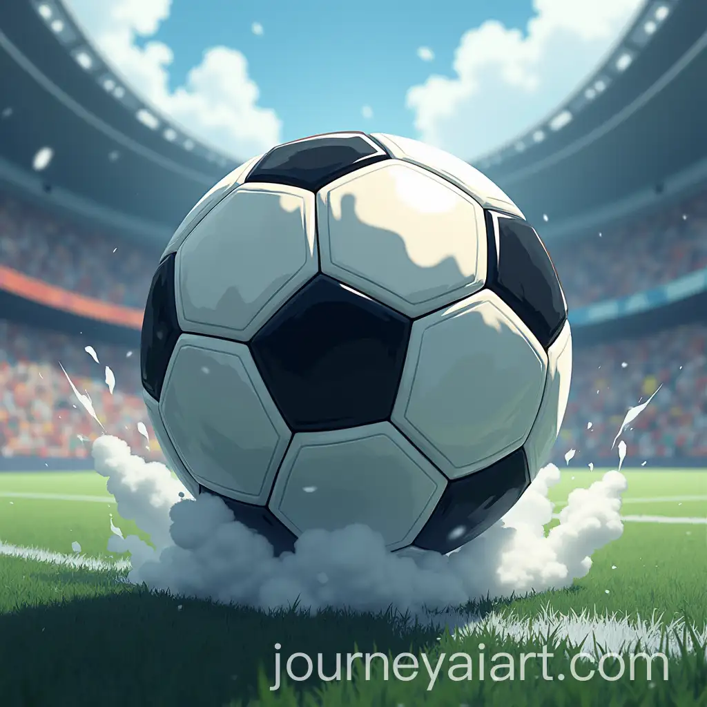 Black-and-White-Spinning-Ball-Aiming-for-Goal-in-Anime-Stadium