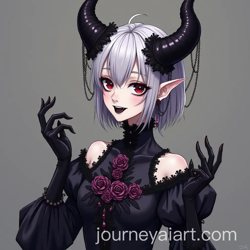 Anime-SheDemon-with-Horns-and-Victorian-Dress