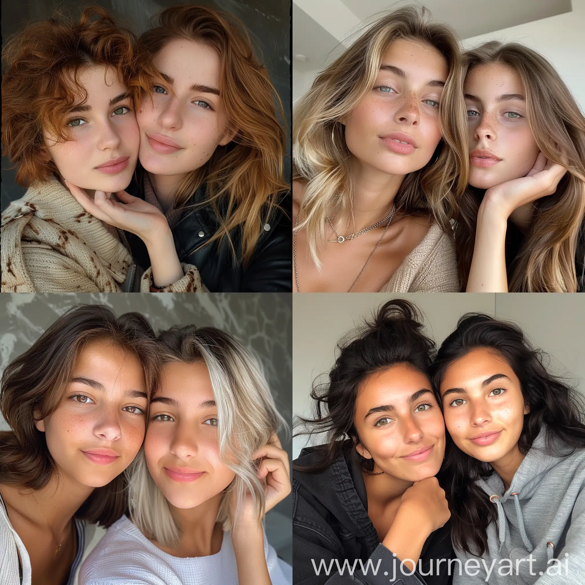 Stylish-Mother-and-Daughter-Posing-for-Selfie-in-Trendy-Fashion