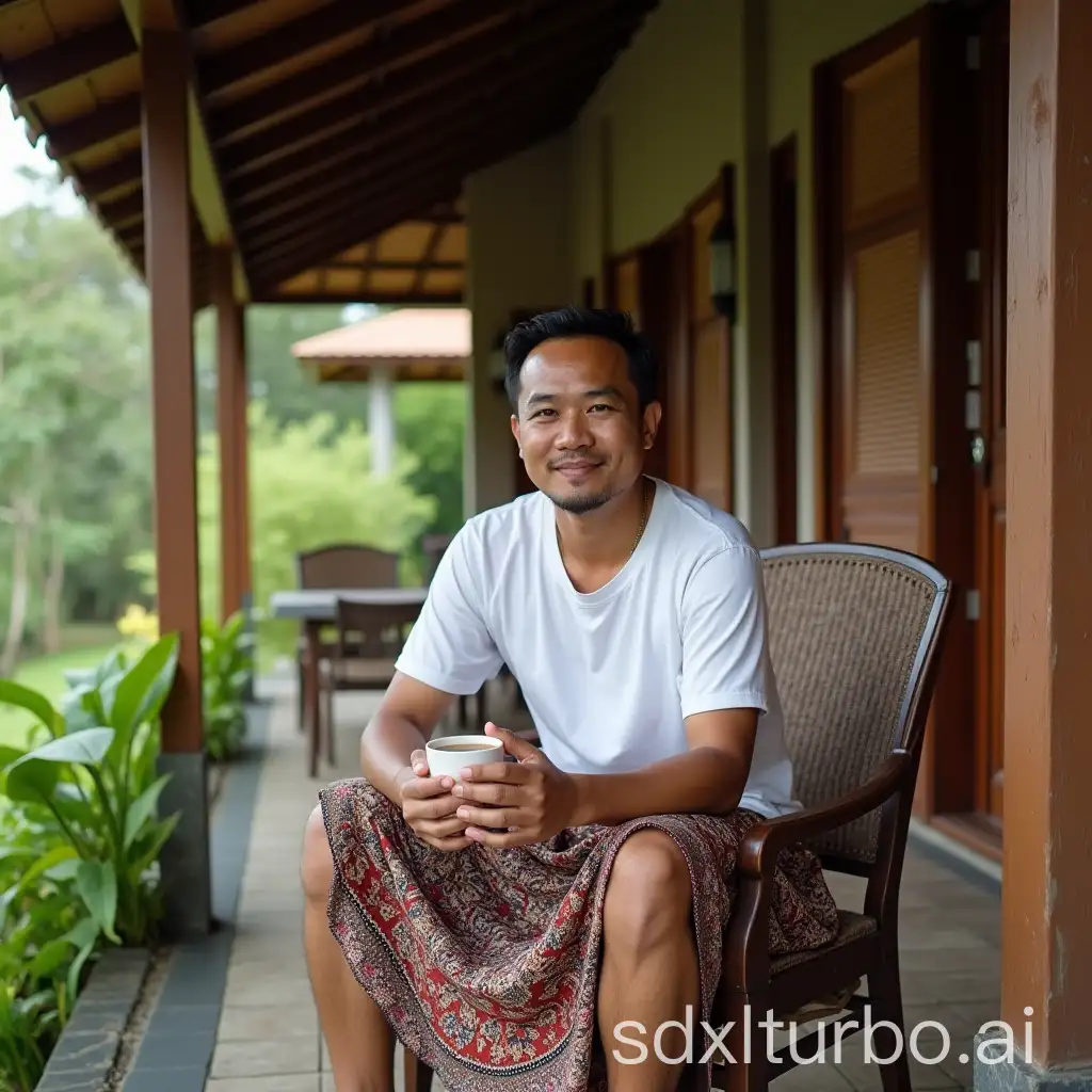 Indonesian-Man-Enjoying-Coffee-on-Village-House-Porch