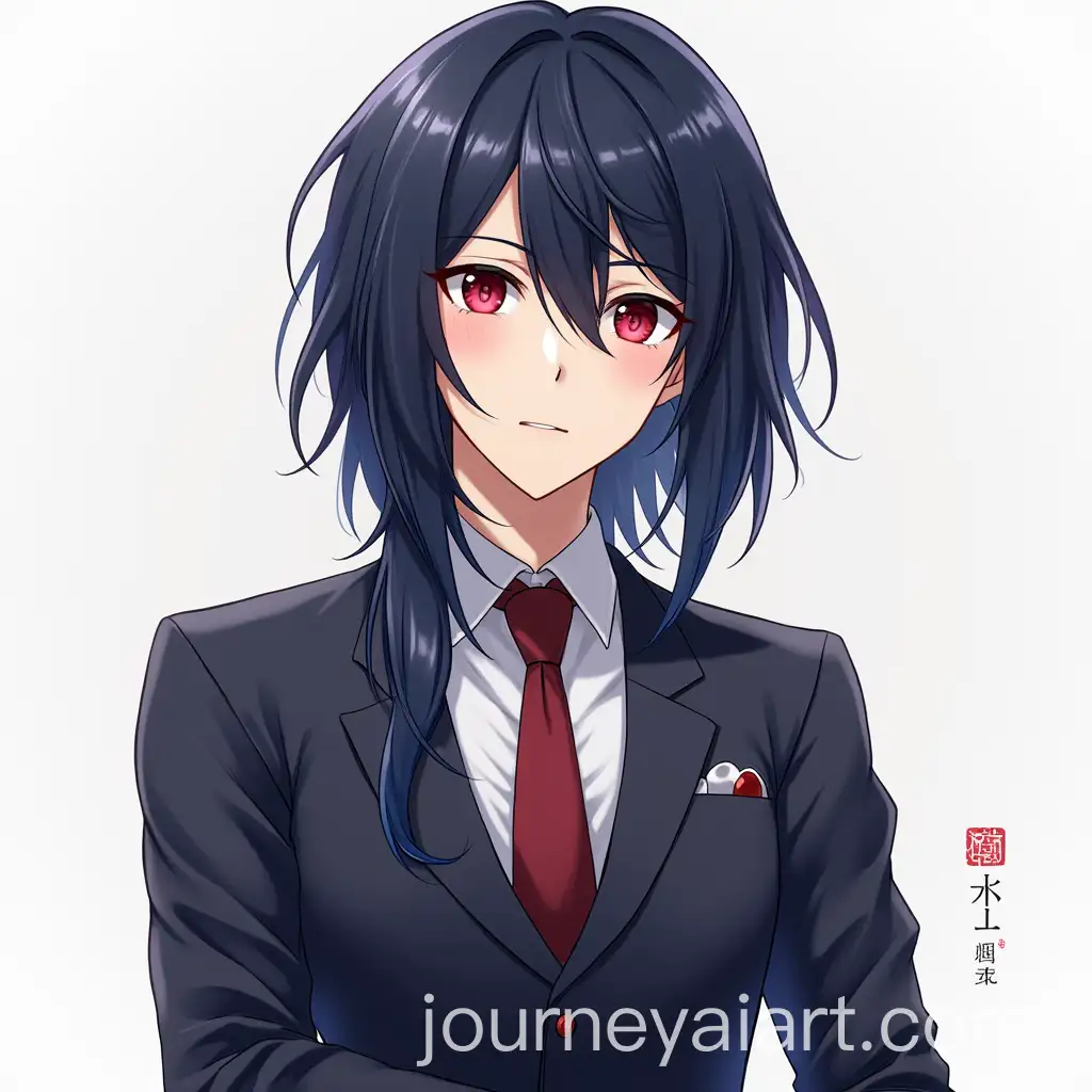 Male-Rimuru-with-Red-Eyes-and-WaistLength-BluishBlack-Hair