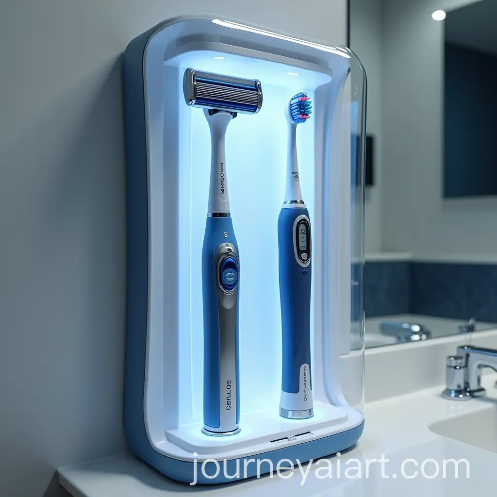 Ultra-Realistic-Gillette-Mach3-Razor-and-OralB-Electric-Toothbrush-in-HighTech-UV-Sterilizer-Case