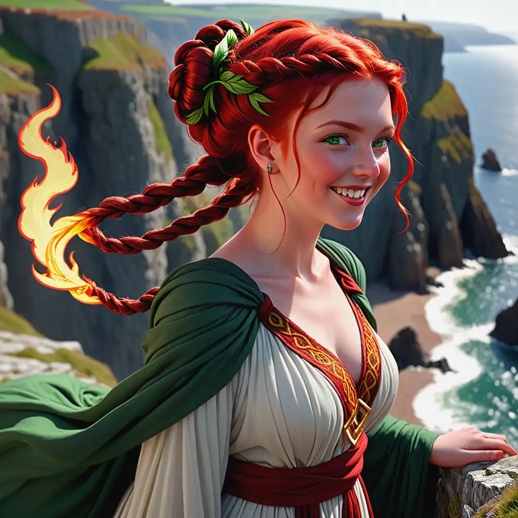 Young Priestess of Hestia Walking along Cornwall Cliffs