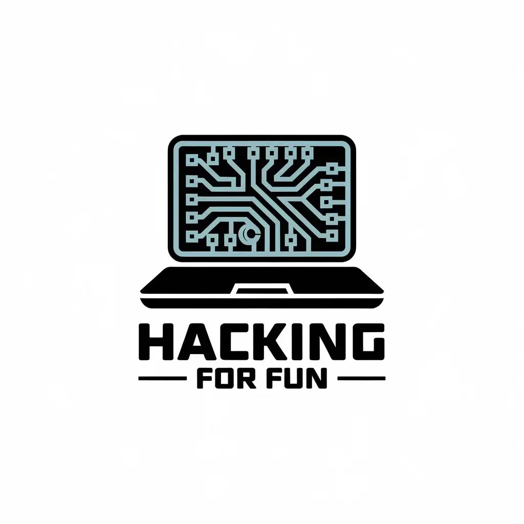 LOGO Design for Hacking for Fun Laptop Symbol with Modern and Clean Style on Clear Background