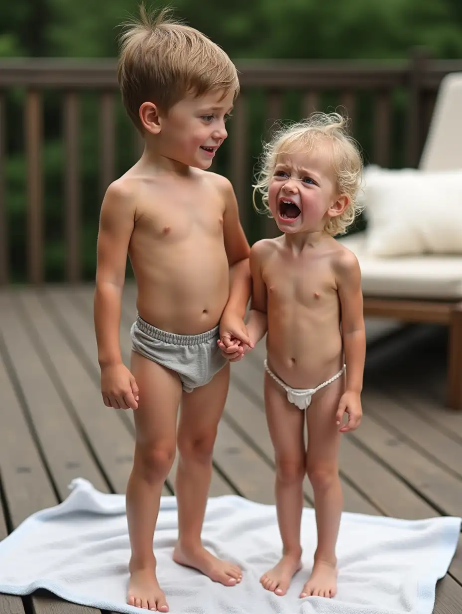 Athletic-Boy-Comforting-Crying-Younger-Sister-on-Wooden-Deck