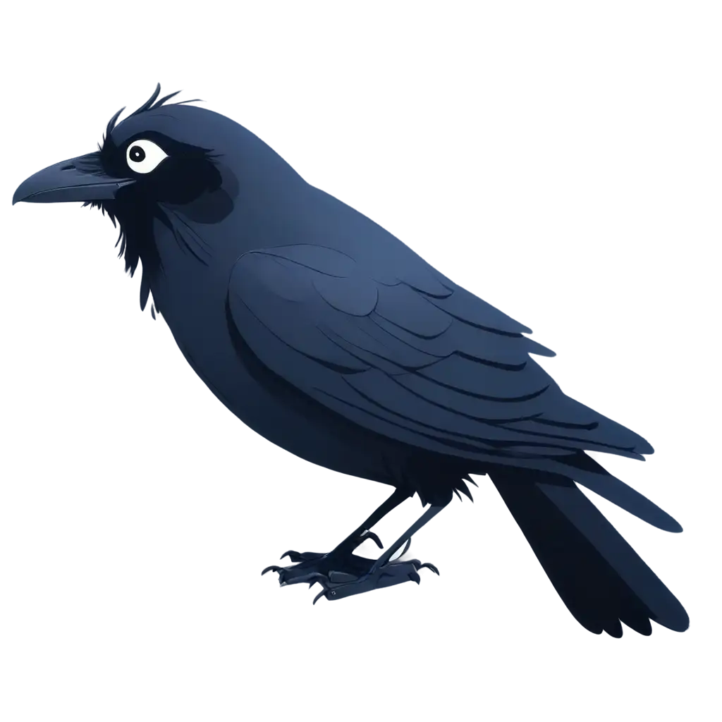 a 2d cartoon raven pixar style