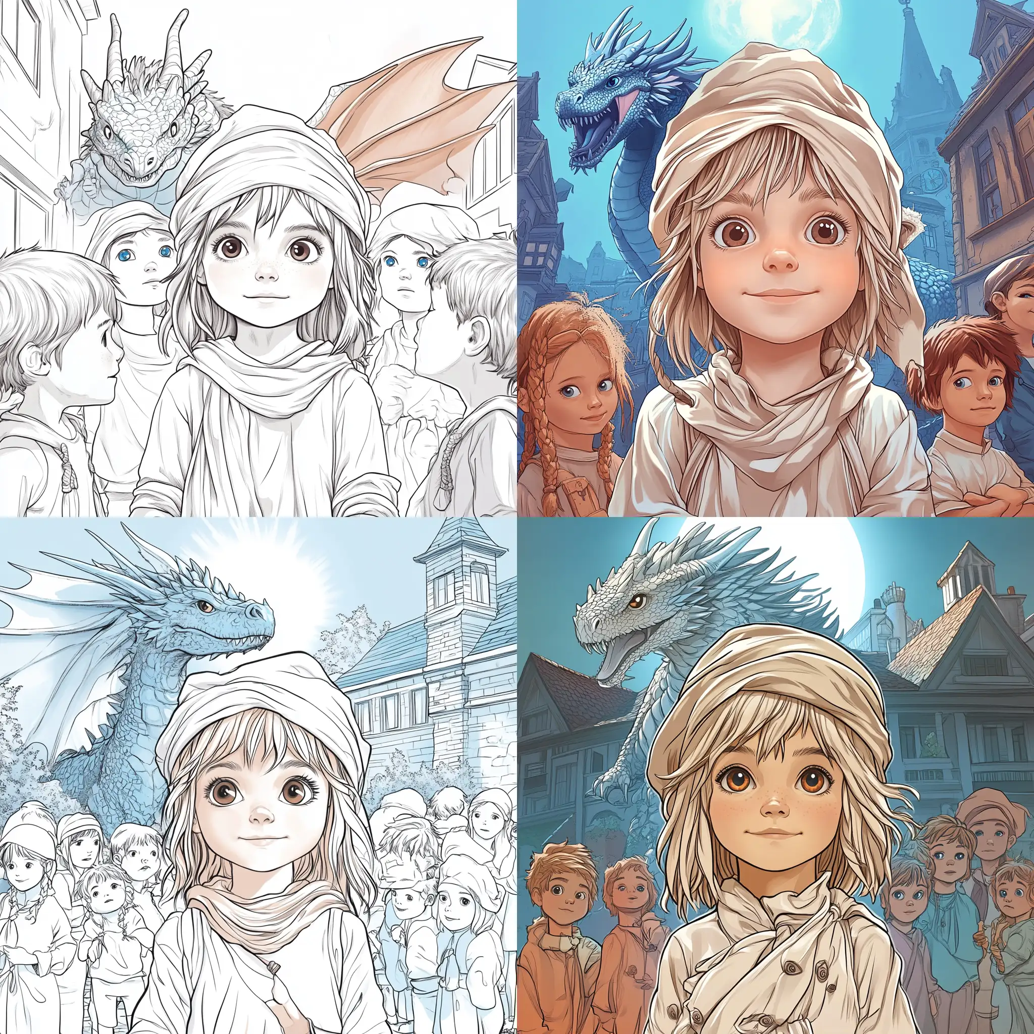 Confident-Luna-with-Dragon-and-School-Building-in-Cartoon-Style