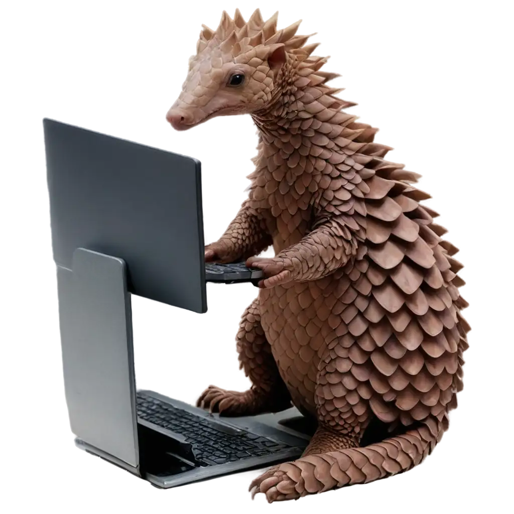 PNG-Image-of-a-Pangolin-Doing-Trading-with-a-PC-Unique-Digital-Art-for-Online-Use