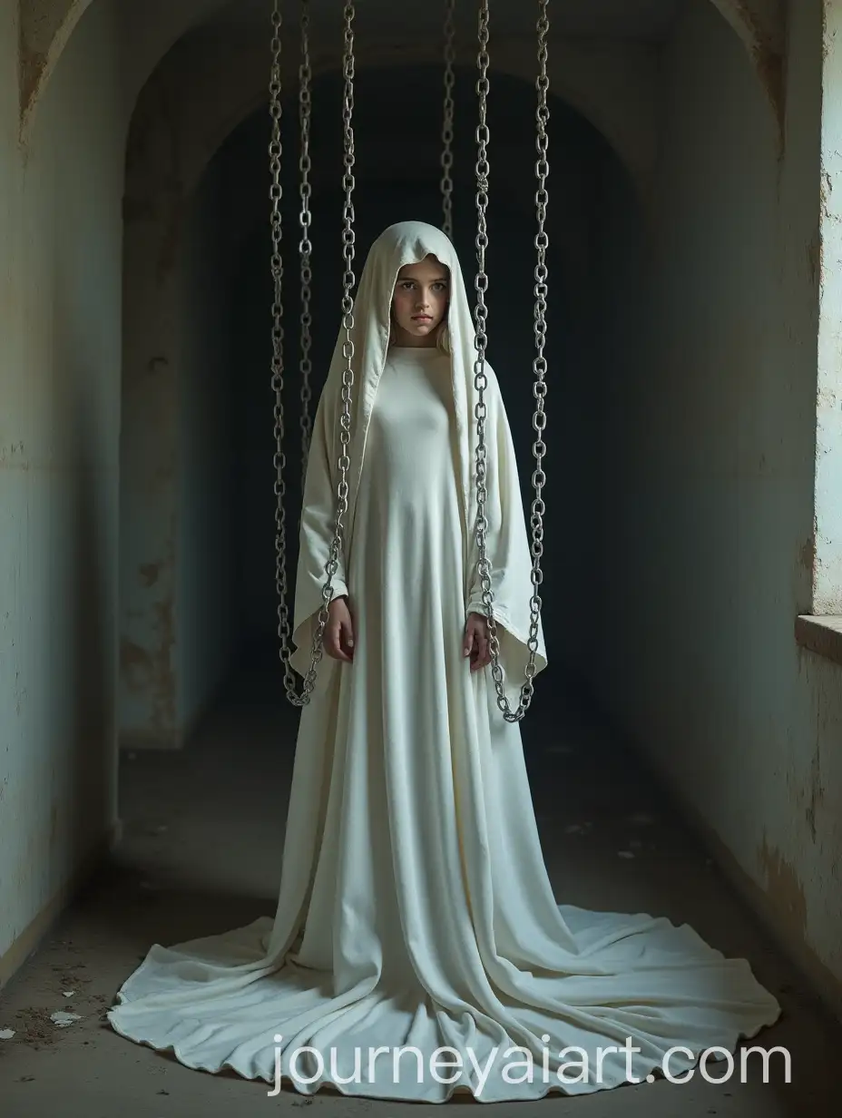 Captive-Girl-Enveloped-in-White-Cloth-within-an-Echo-Chamber