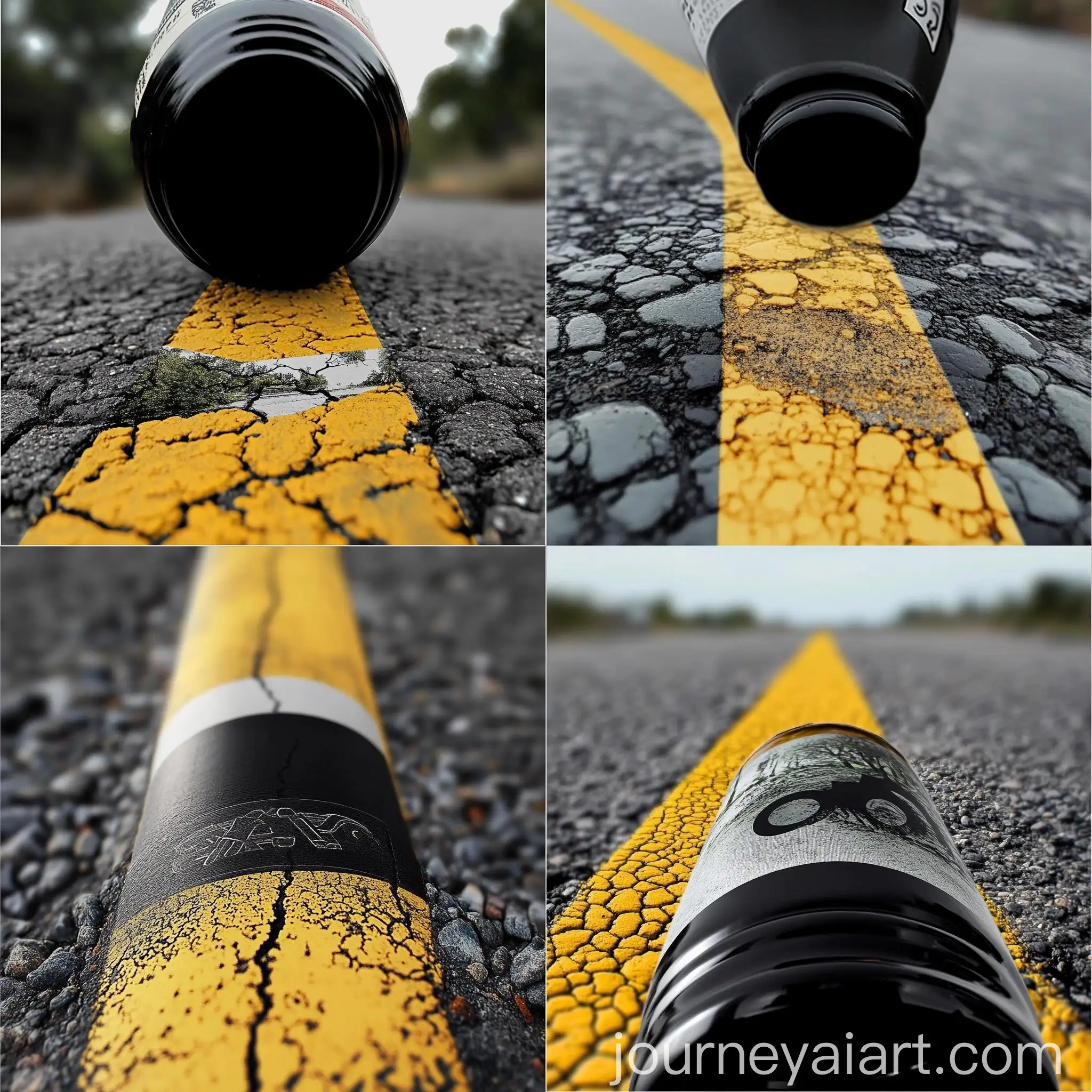 Journey-on-Asphalt-Path-Over-Yellow-Line-Divider