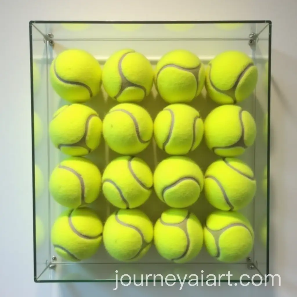 Display-Case-with-36-Tennis-Balls-Mounted-on-Wall
