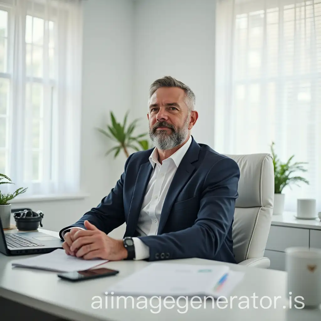 Bearded-Man-in-Formal-Attire-at-Desk-in-Modern-White-Office