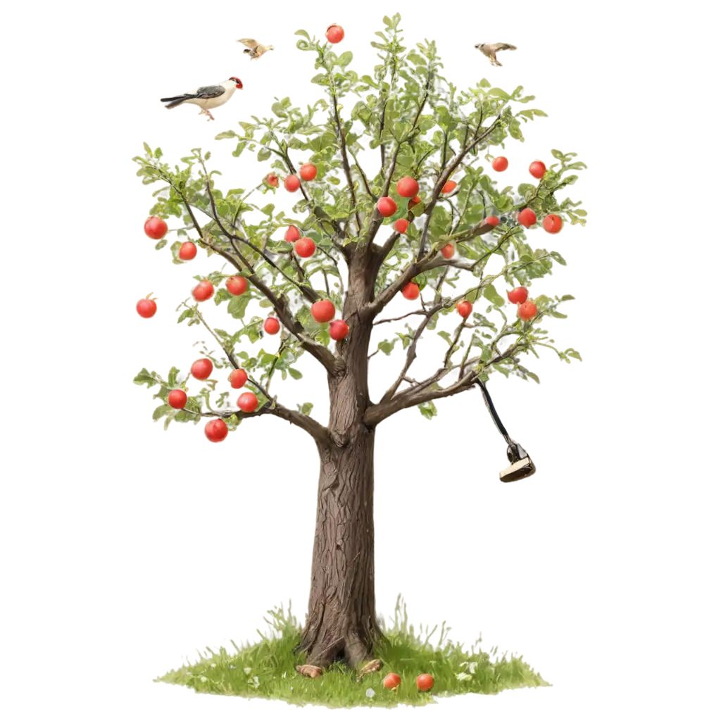 HighQuality-PNG-of-a-Man-Cutting-an-Apple-Tree-with-Birds