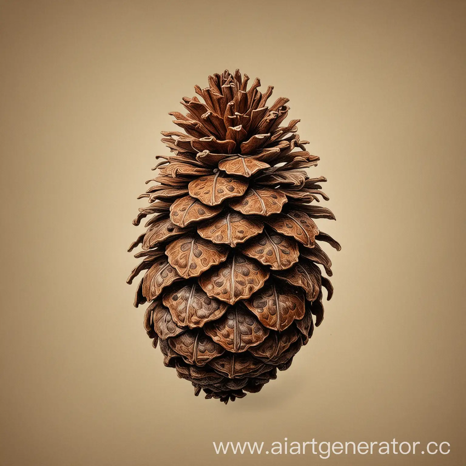 Detailed-Drawing-of-a-Siberian-Pine-Cone-on-White-Background