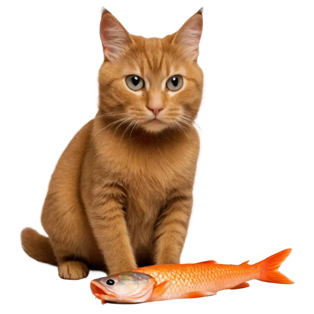 HighQuality-PNG-Image-of-a-Cat-Eating-Fish-Artistic-and-Realistic-Representation