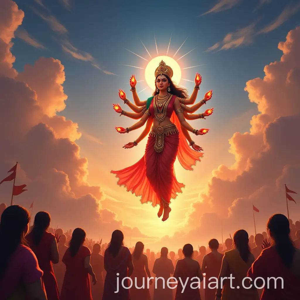 Laxmi-Bestowing-Blessings-from-the-Sky-During-Diwali-Festival