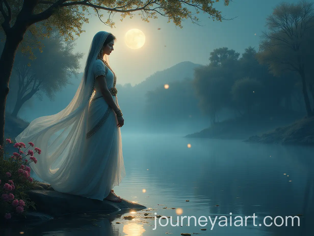 Goddess-Radha-by-the-Yamuna-River-Under-a-Full-Moon