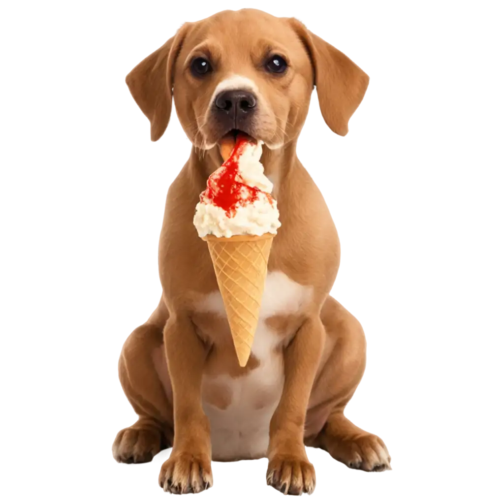 Dog eating icecream