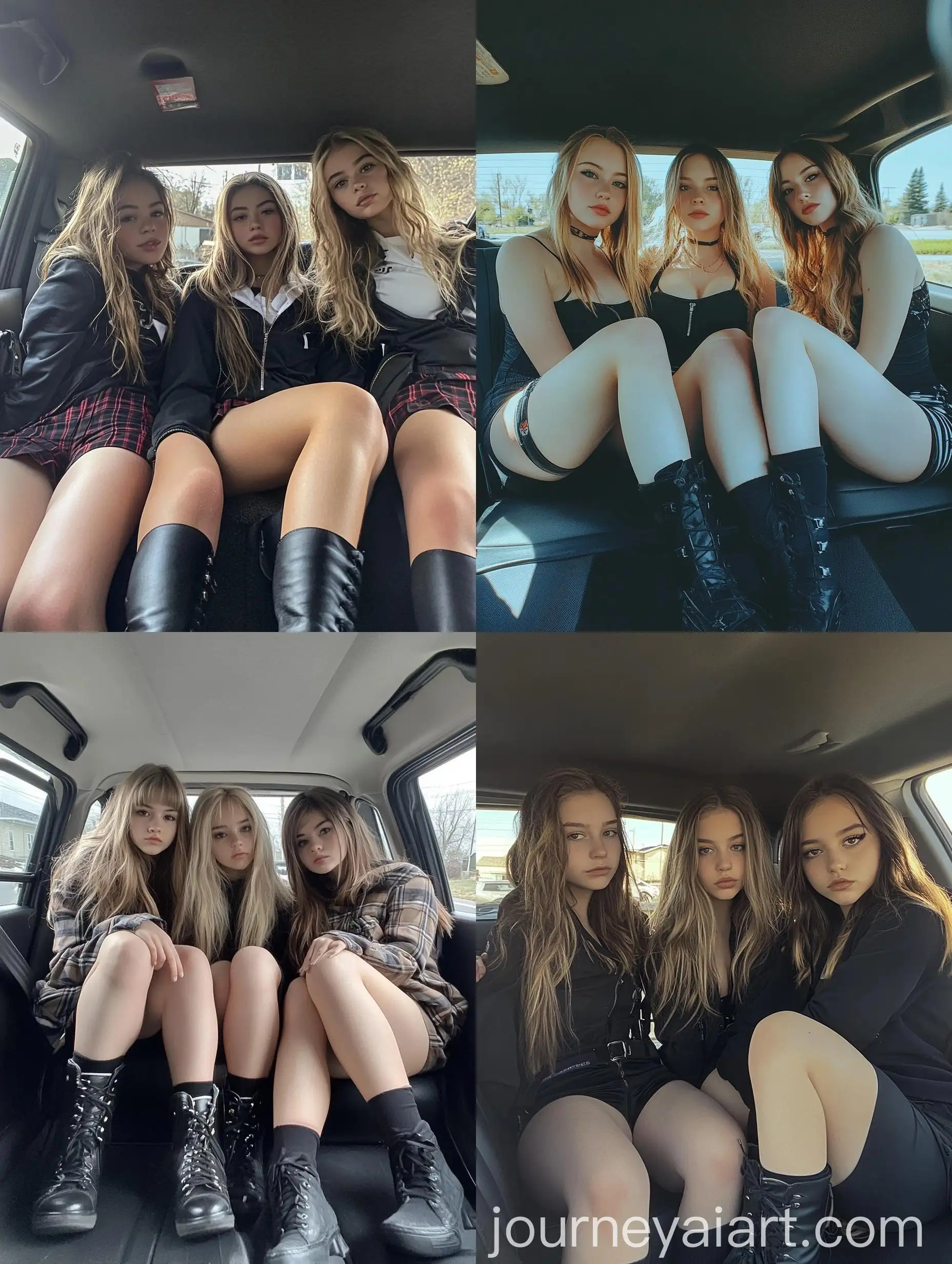 Three-Girls-in-School-Uniforms-and-Gym-Attire-Natural-iPhone-Photo