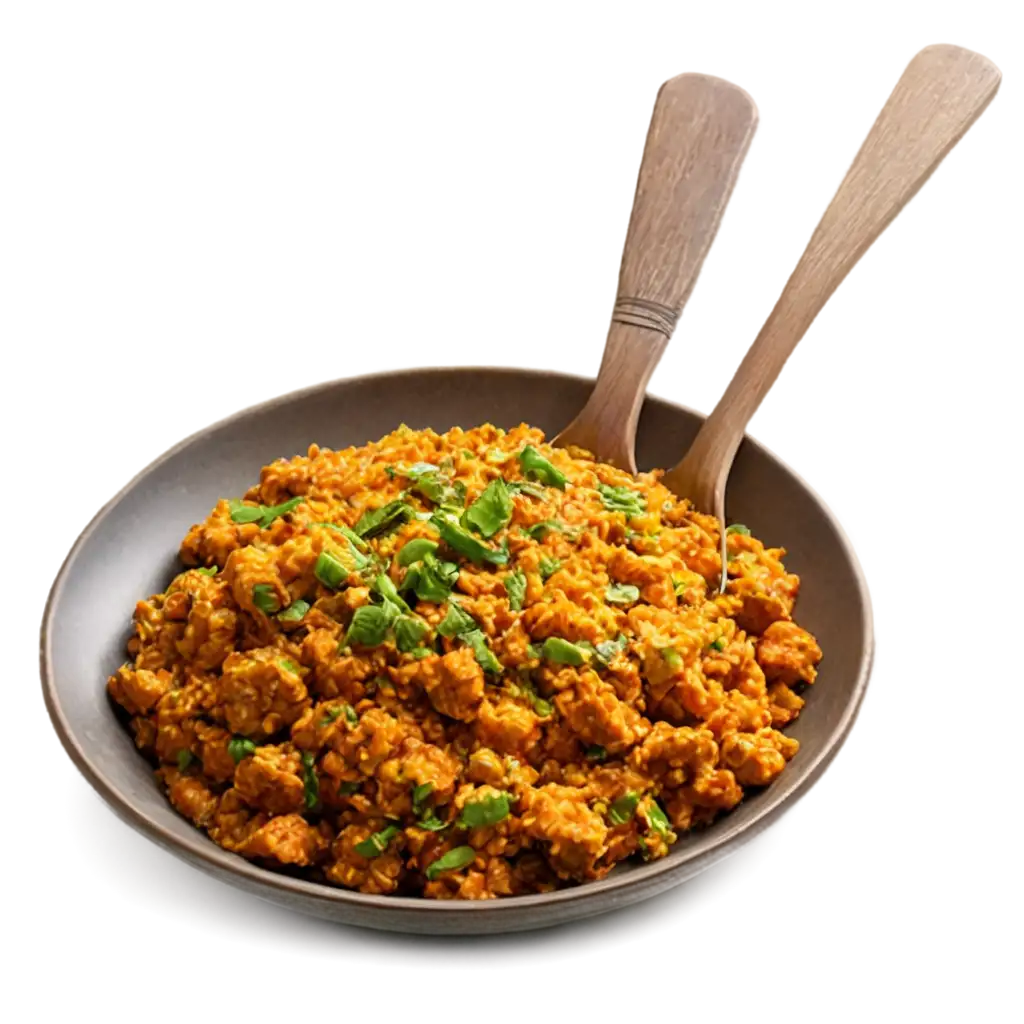 create a high quality png for paneer bhurji food in plate only on dish