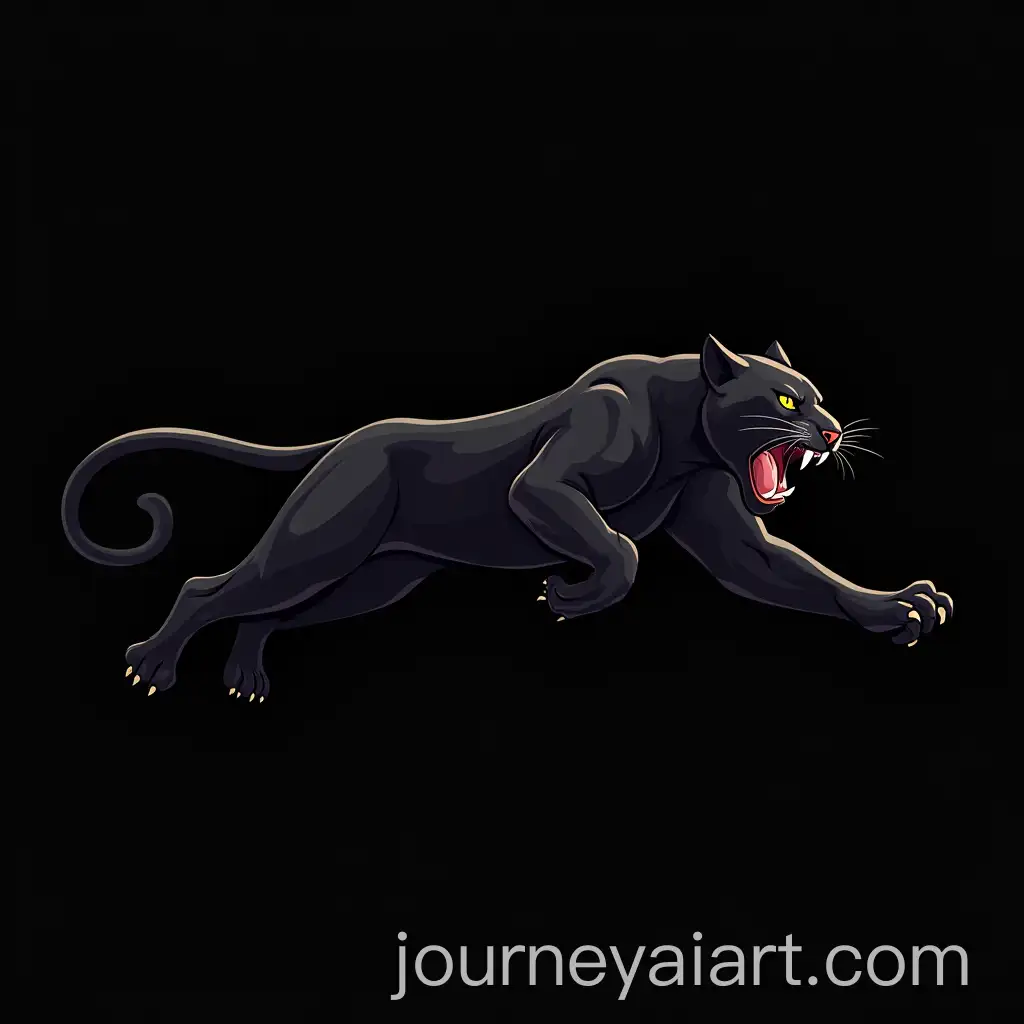 Black-Panther-Running-with-Open-Mouth-and-Claws-Out-in-Vector-Art