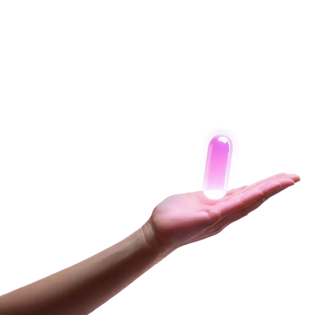 GlowingPNG-Image-Usage-Analysis-Purplish-Capsule-Floating-Above-Hand-PNG-Magical-Futuristic-Light-Effect-for-HealthTech-Visuals