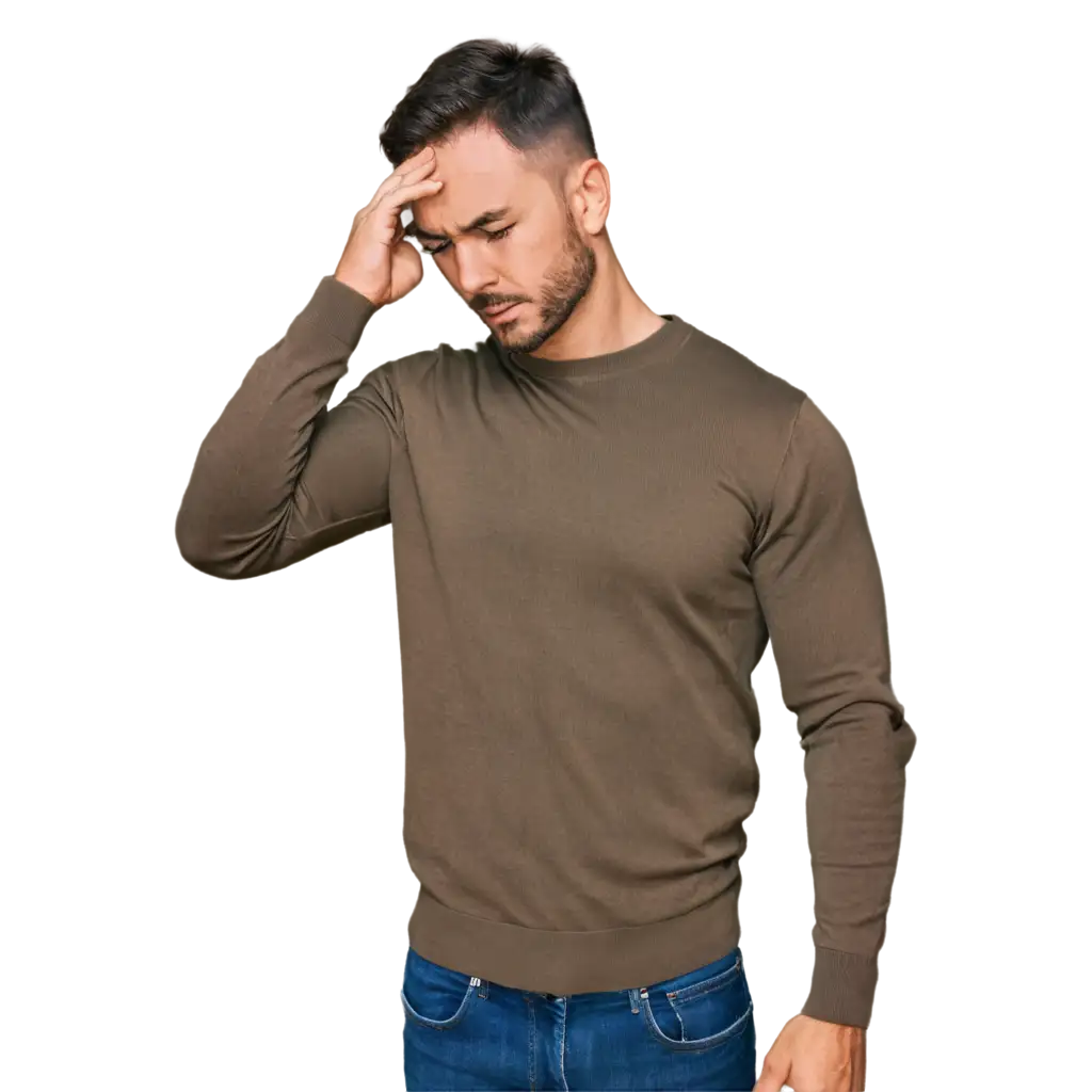 Realistic-PNG-Image-of-Muscular-Man-Holding-His-Head-in-Thought-Visualizing-Mental-Struggles