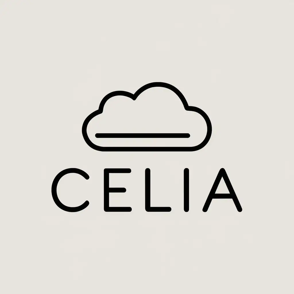 LOGO Design For Celia Minimalistic Cloud Symbol on Clear Background