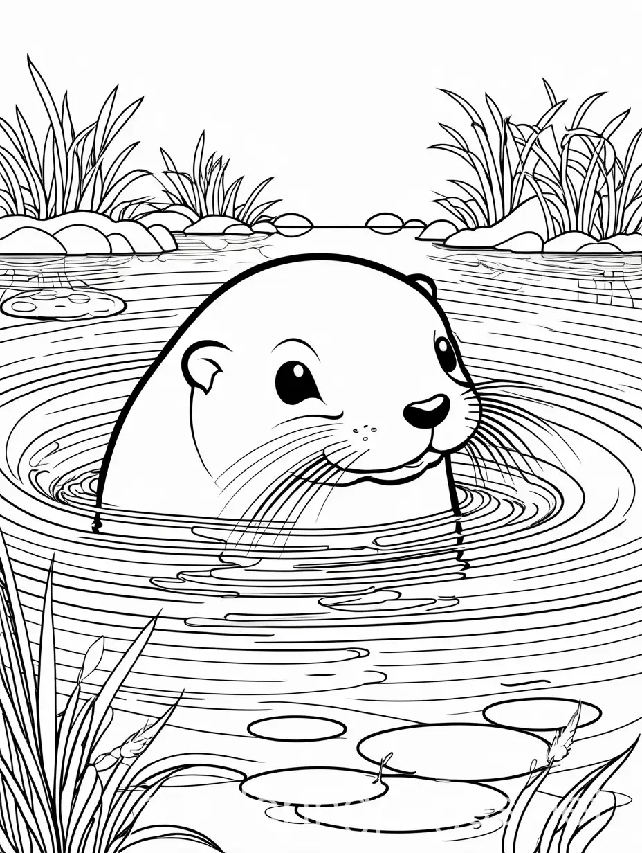 Cute-Happy-Otter-Swimming-Coloring-Page-for-Kids