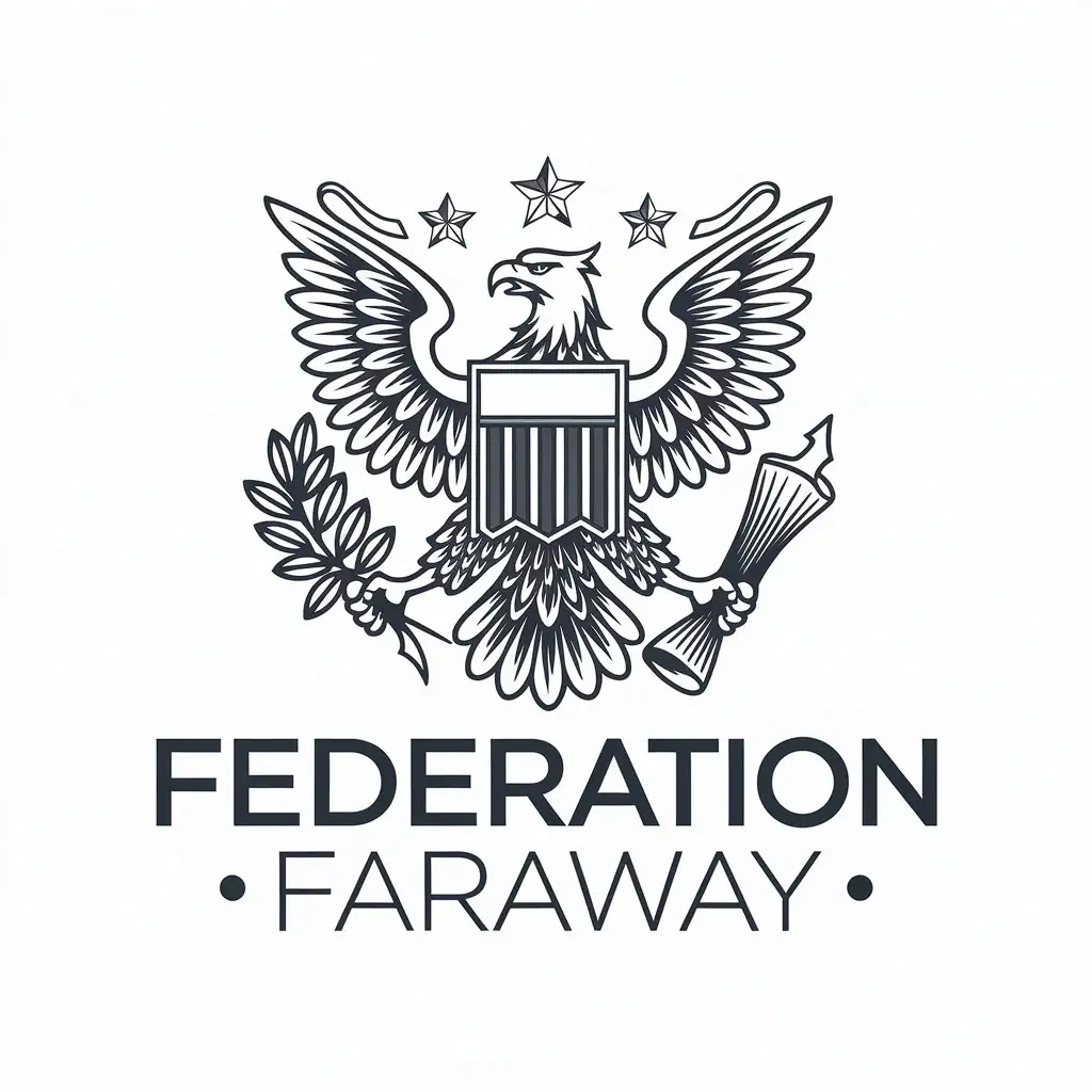 LOGO Design for Federation Faraway Vector Eagle with 3 Stars for Legal Industry