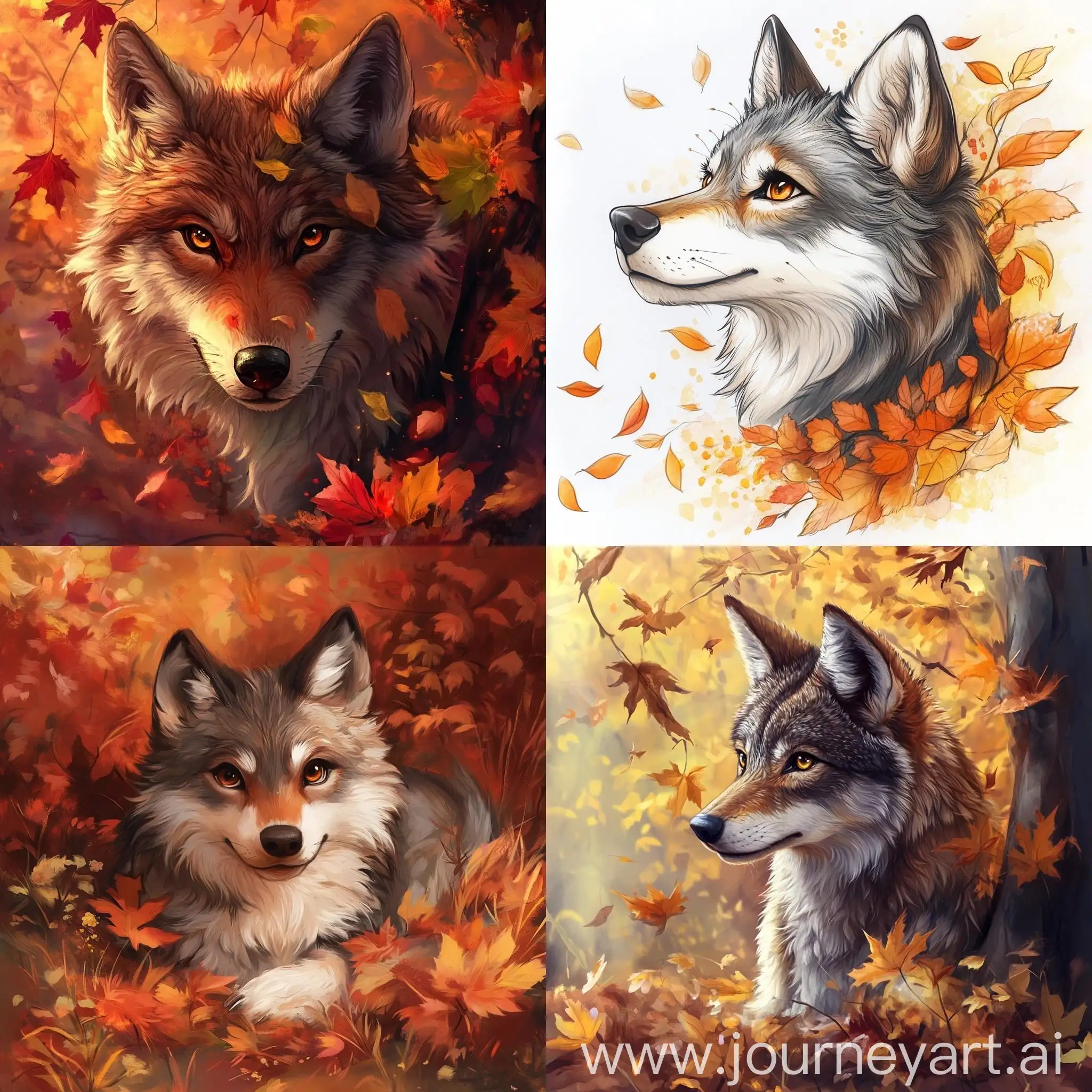 Cute-Wolf-in-Autumn-Forest