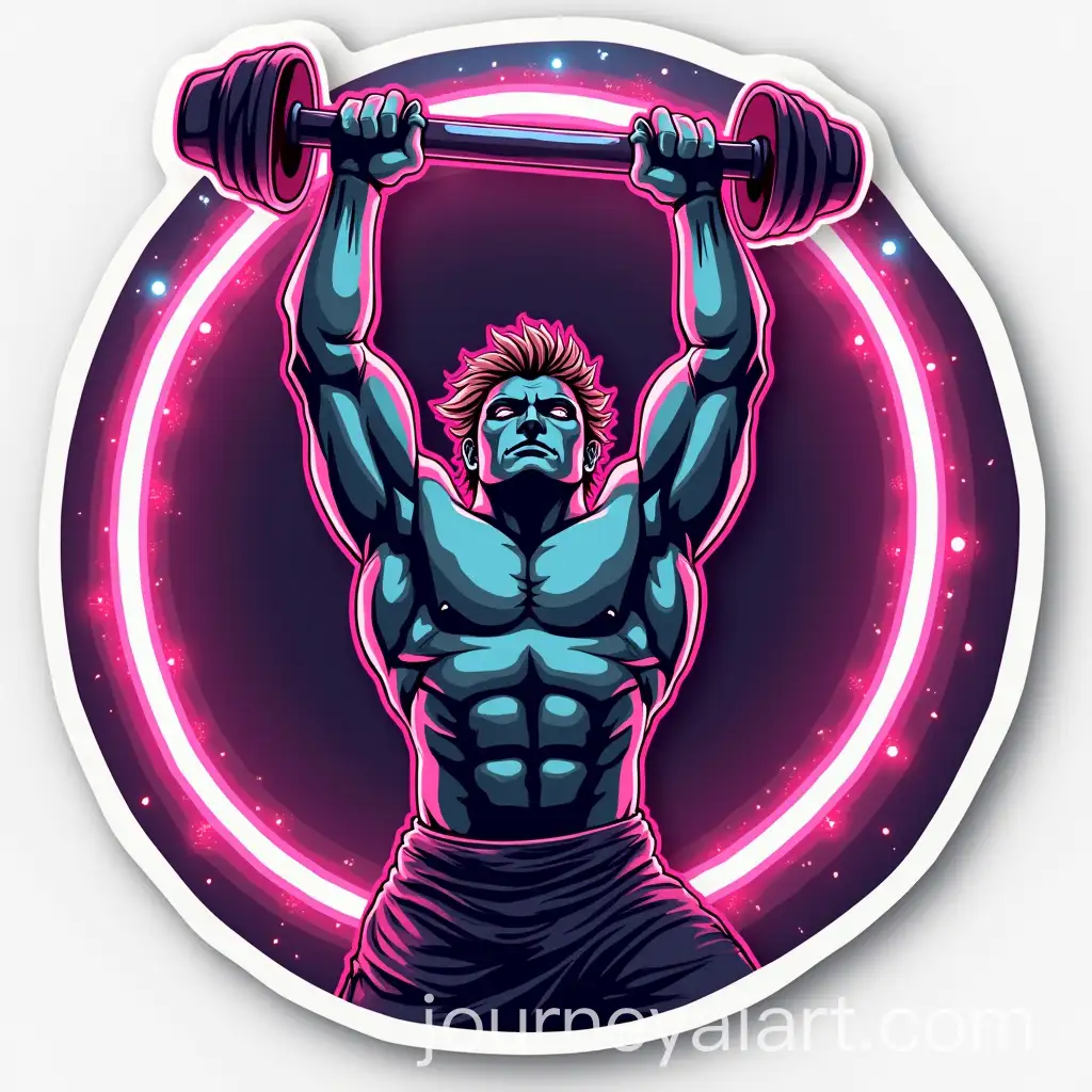 Neon-Weightlifting-Icon-with-Strong-Arm-Lift-Modern-Sticker-for-Instagram