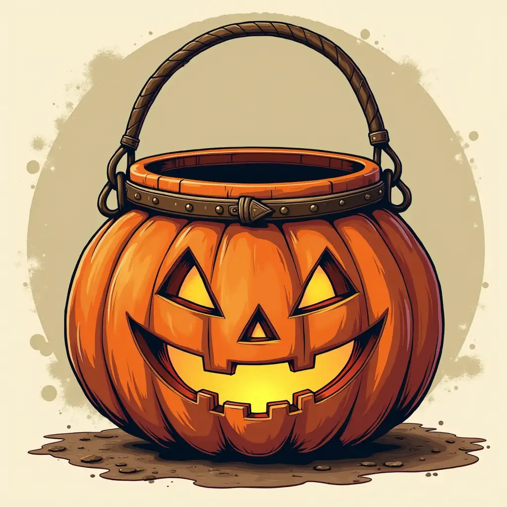 Retro-Western-Trick-or-Treat-Jack-O-Lantern-Bucket-with-Boho-Aesthetic