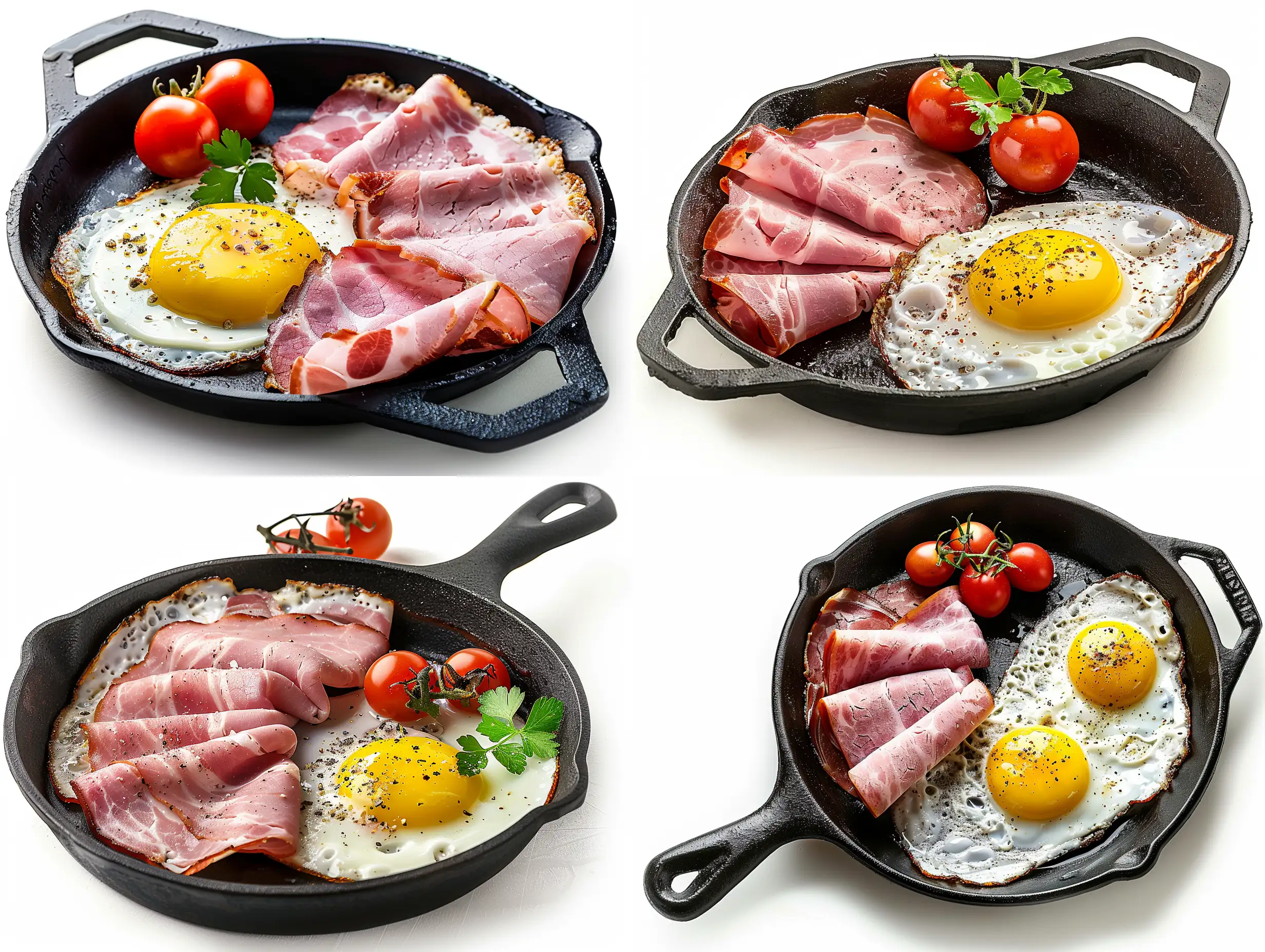 Delicious-Ham-and-Egg-Breakfast-on-Skillet-Studio-Shot