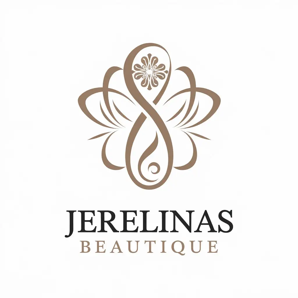 a vector logo design,with the text "Jerelinas Beautique", main symbol:Main it's a more of beauty and fashion.,complex,be used in Beauty Spa industry,clear background