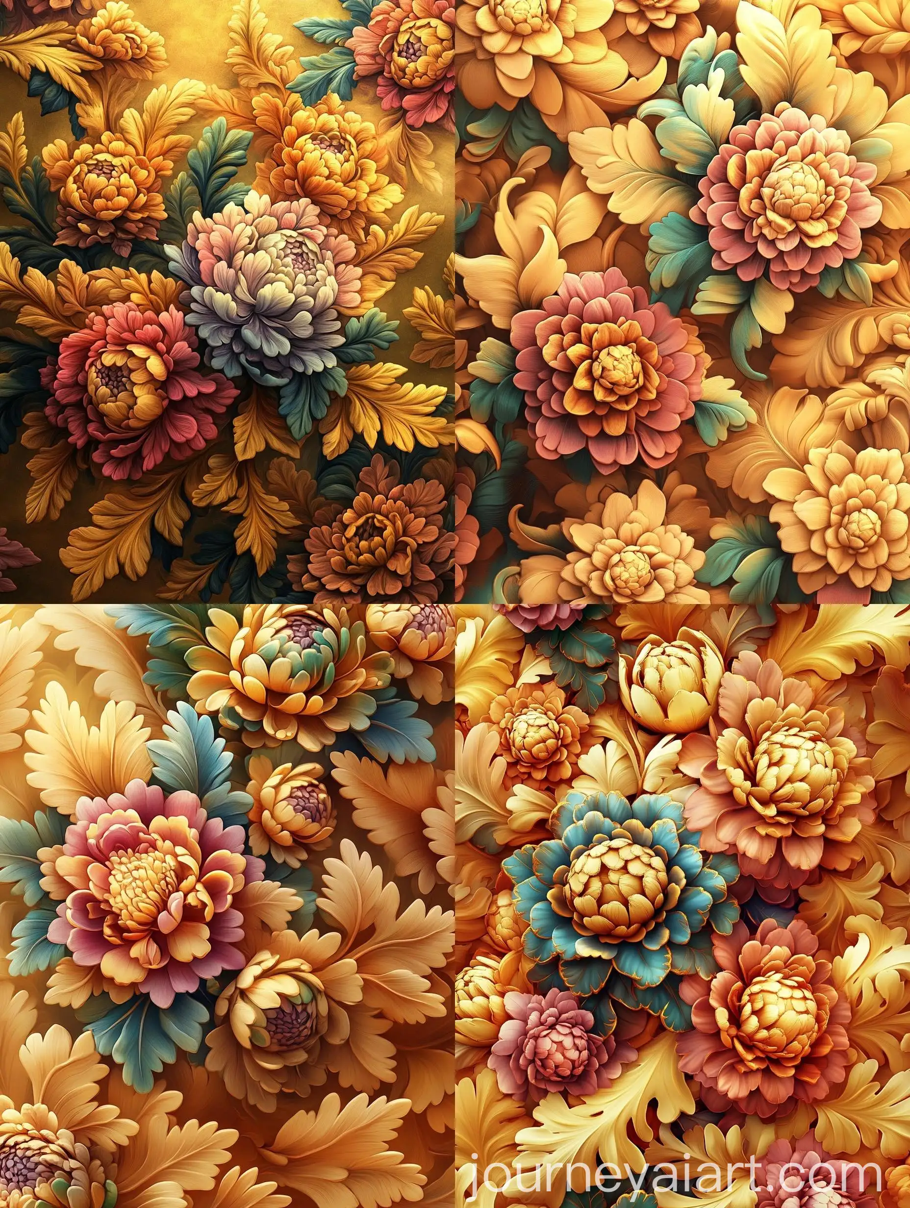 Celeste-Flower-in-Golden-Foliage-Elegant-Abstract-Floral-Painting