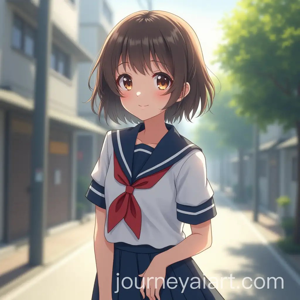 Japanese-GirlAI-Image-Prompt-Expansion-in-Sailor-Uniform-with-Gardenia-in-Street-Setting
