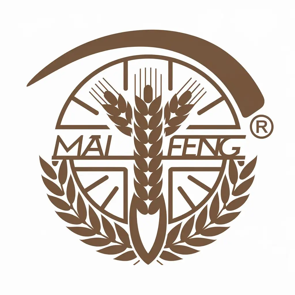 LOGO-Design-For-Mai-Feng-Elegant-Vector-Logo-with-Wheat-Harvest-Sickle