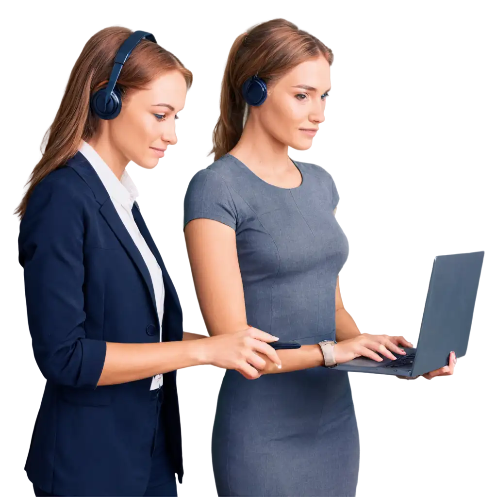 HighQuality-PNG-Image-of-Operator-and-Earphone-with-Two-Women-in-Office-Setting